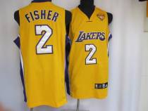 Los Angeles Lakers -2 Derek Fisher Stitched Yellow Final Patch NBA Jersey