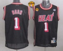 Miami Heat -1 Chris Bosh Black Hardwood Classics Nights Finals Patch Stitched NBA Jersey