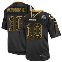 Nike Redskins -10 Robert Griffin III New Lights Out Black With Hall of Fame 50th Patch Stitched NFL