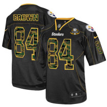 Nike Pittsburgh Steelers #84 Antonio Brown Black With 80TH Patch Men's Stitched NFL Elite Camo Fashi