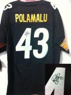 Nike Pittsburgh Steelers #43 Troy Polamalu Black Team Color Men's Stitched NFL Elite Autographed Jer