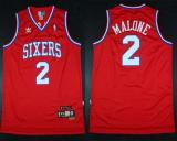 Throwback Philadelphia 76ers -2 Malone Red Stitched NBA Jersey