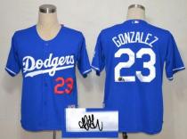 Los Angeles Dodgers -23 Adrian Gonzalez Blue Cool Base Autographed Stitched MLB Jersey