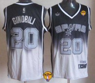 San Antonio Spurs -20 Manu Ginobili Black Grey Fadeaway Fashion Finals Patch Stitched NBA Jersey