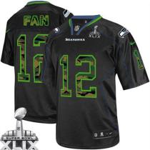 Nike Seattle Seahawks #12 Fan Black Super Bowl XLIX Men‘s Stitched NFL Elite Camo Fashion Jersey