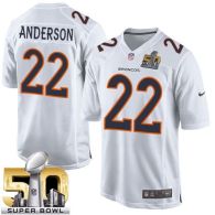 Nike Denver Broncos #22 C.J  Anderson White Super Bowl 50 Men's Stitched NFL Game Event Jersey