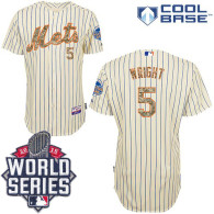 New York Mets -5 David Wright Cream(Blue Strip USMC Cool Base W 2015 World Series Patch Stitched MLB
