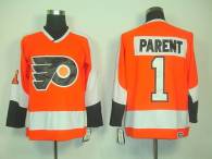 Philadelphia Flyers -1 Bernie Parent Orange CCM Throwback Stitched NHL Jersey