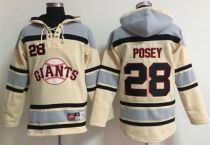 San Francisco Giants #28 Buster Posey Cream Sawyer Hooded Sweatshirt MLB Hoodie