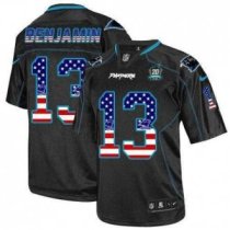 Nike Panthers -13 Kelvin Benjamin Black With 20TH Season Patch Stitched USA Flag Fashion Jersey