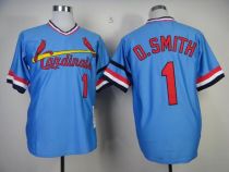 Mitchell And Ness 1982 St Louis Cardinals #1 Ozzie Smith Blue Stitched MLB Throwback Jersey