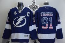 Tampa Bay Lightning -91 Steven Stamkos Blue USA Flag Fashion 2015 Stanley Cup Stitched NHL Jersey