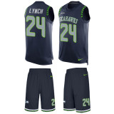Seahawks -24 Marshawn Lynch Steel Blue Team Color Stitched NFL Limited Tank Top Suit Jersey