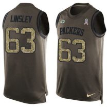 Nike Packers -63 Corey Linsley Green Stitched NFL Limited Salute To Service Tank Top Jersey