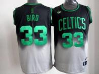 Boston Celtics -33 Larry Bird Black Grey Fadeaway Fashion Stitched NBA Jersey