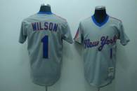 Mitchell and Ness New York Mets -1 Mookie Wilson Stitched Grey Throwback MLB Jersey