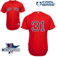 Boston Red Sox #31 Jon Lester Red Cool Base 2013 World Series Champions Patch Stitched MLB Jersey