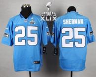 Nike Seattle Seahawks #25 Richard Sherman Light Blue Super Bowl XLIX Men‘s Stitched NFL Elite Jersey