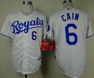 Kansas City Royals -6 Lorenzo Cain White Cool Base Stitched MLB Jersey
