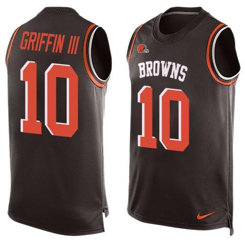 Nike Browns -10 Robert Griffin III Brown Team Color Stitched NFL Limited Tank Top Jersey