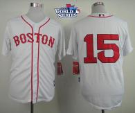 Boston Red Sox #15 Dustin Pedroia White Cool Base 2013 World Series Patch Stitched MLB Jersey