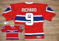 Montreal Canadiens -9 Henri Richard Stitched Red CH CCM Throwback NHL Jersey