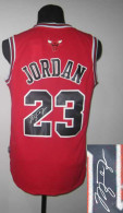 Autographed Chicago Bulls -23 Michael Jordan Stitched Red NBA Jersey