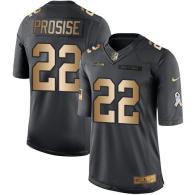Nike Seahawks -22 CJ Prosise Black Stitched NFL Limited Gold Salute To Service Jersey