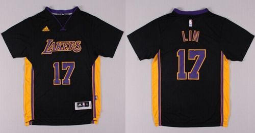 Revolution Los Angeles Lakers -17 Jeremy Lin Black Purple NO Stitched NBA Jersey