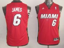 Miami Heat #6 LeBron James Red Stitched Youth NBA Jersey