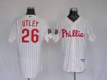 Philadelphia Phillies #26 Chase Utley Stitched White Red Strip MLB Jersey