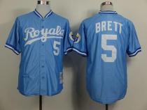 Mitchell and Ness Kansas City Royals -5 George Brett Light Blue Throwback Stitched MLB Jersey