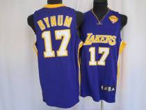 Los Angeles Lakers -17 Andrew Bynum Stitched Purple Final Patch NBA Jersey