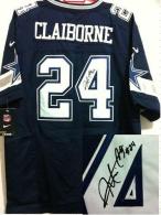 Nike Dallas Cowboys #24 Morris Claiborne Navy Blue Team Color Men's Stitched NFL Elite Autographed J