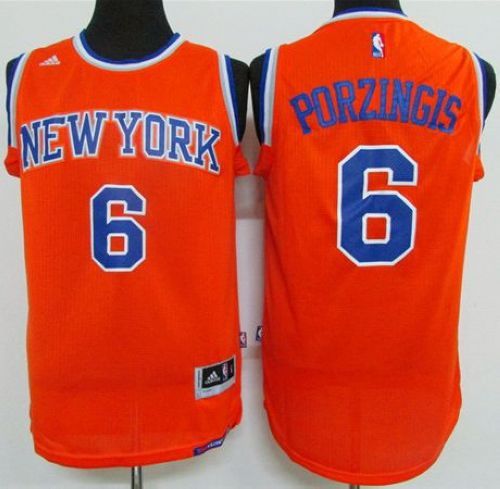 New York Knicks #6 Kristaps Porzingis Orange Stitched Youth NBA Jersey