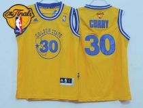 Golden State Warriors #30 Stephen Curry Gold Throwback The Finals Patch Stitched Youth NBA Jersey