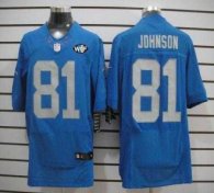 Nike Lions -81 Calvin Johnson Blue Alternate With WCF Patch Throwback Jersey