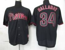 Philadelphia Phillies #34 Roy Halladay Black Fashion Stitched MLB Jersey
