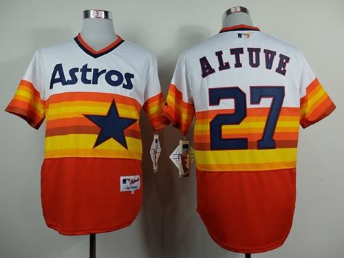 Houston Astros #27 Jose Altuve White Orange 1979 Turn Back The Clock Stitched MLB Jersey