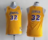 Los Angeles Lakers #32 Orlando Magic Johnson Yellow Throwback Stitched Youth NBA Jersey