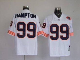 Mitchell and Ness Bears -99 Dan Hampton White With Big Number Bear Patch Stitched Throwback NFL Jers