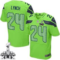 Nike Seattle Seahawks #24 Marshawn Lynch Green Alternate Super Bowl XLIX Men‘s Stitched NFL Elite Je
