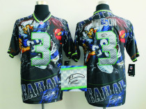 Nike Seattle Seahawks #3 Russell Wilson Team Color NFL Elite Fanatical Version Autographed Jersey