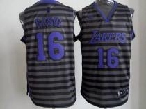 Los Angeles Lakers -16 Pau Gasol Black Grey Groove Stitched NBA Jersey