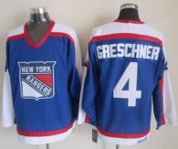 New York Rangers -4 Ron Greschner Blue White CCM Throwback Stitched NHL Jersey