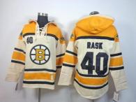 Boston Bruins -40 Tuukka Rask Cream Sawyer Hooded Sweatshirt Stitched NHL Jersey