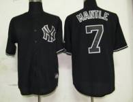 New York Yankees -7 Mickey Mantle Black Fashion Stitched MLB Jersey