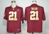 Nike Redskins -21 Sean Taylor Burgundy Red Gold No Alternate With 80TH Patch Stitched NFL Game Jerse