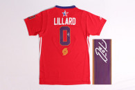 Autographed 2014 NBA All Star Portland Trail Blazers -0 Damian Lillard Red Jerseys