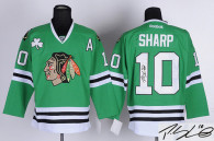 Autographed Chicago Blackhawks -10 Patrick Sharp Stitched Green NHL Jersey
